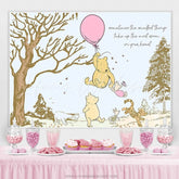 Lofaris Pink Balloon Pooh Smile World Classic Birthday Backdrop